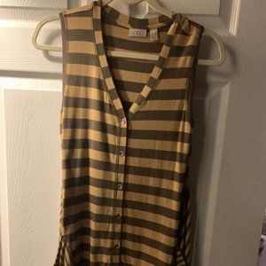 LOGO By Lori Goldstein Button Front Striped Vest W/ Asymmetric Hem Size XS